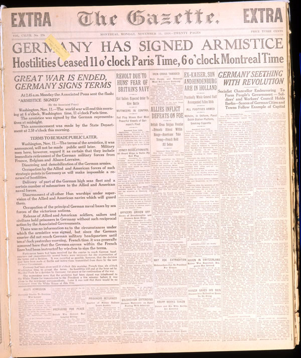 The Gazette - LAllemagne a signé l'armistice