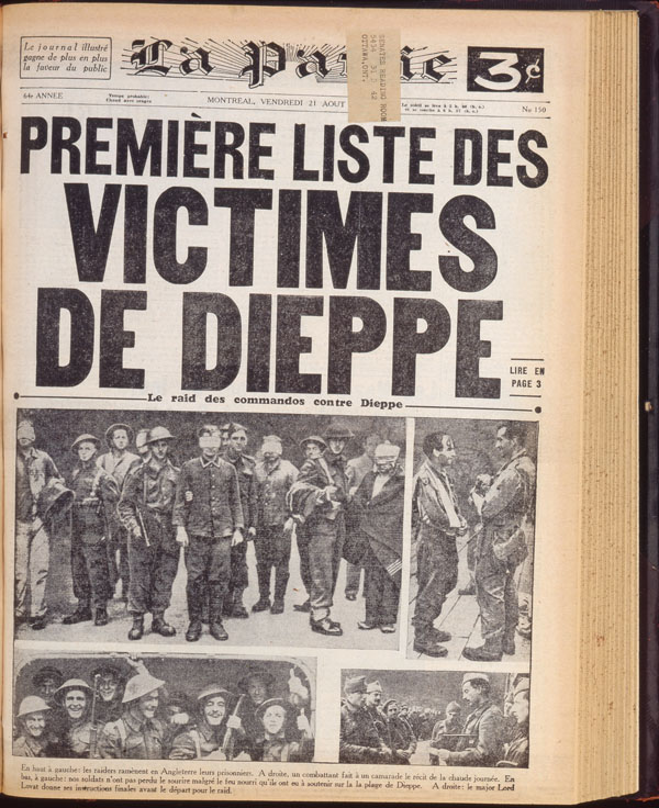 Première liste des victimes de Dieppe