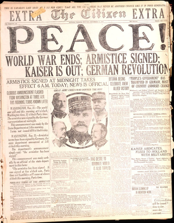 The Citizen - Peace! World War Ends; Armistice Signed, Kaiser is Outl German Revolution