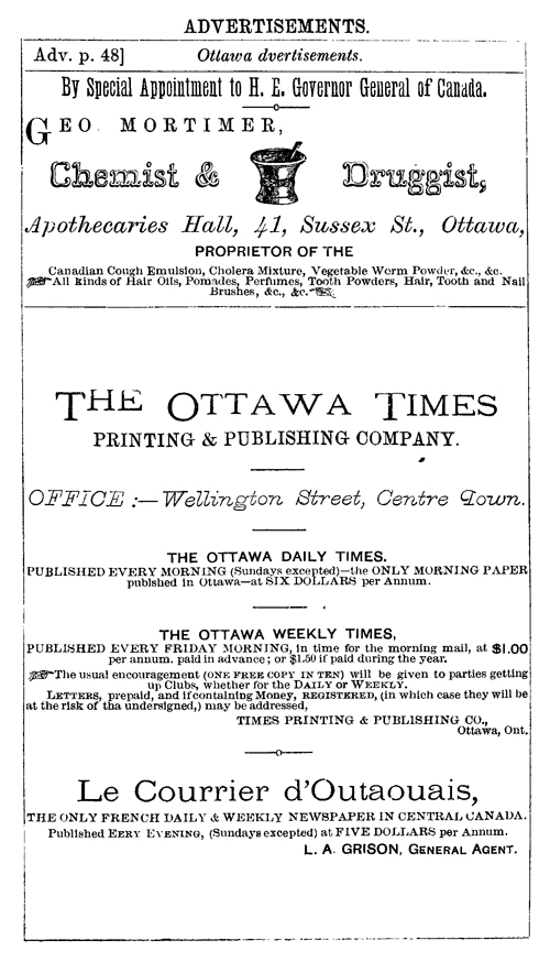 Chemist and Druggist / The Ottawa Times / Le Courrier d'Outaouais