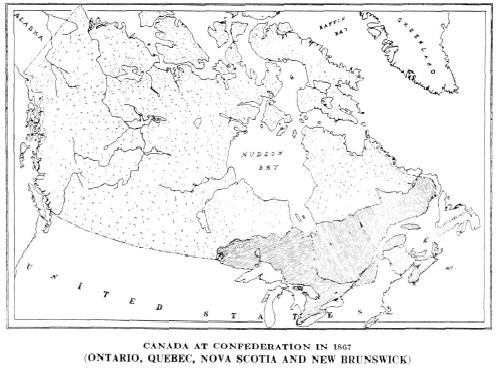 Canada at Confederation in 1867 (Ontario, Quebec, Nova Scotia and New Brunswick)