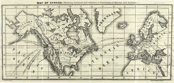 1879 - Le Canada : les distances et la relation entre les continents de l'Europe et de l'Amérique