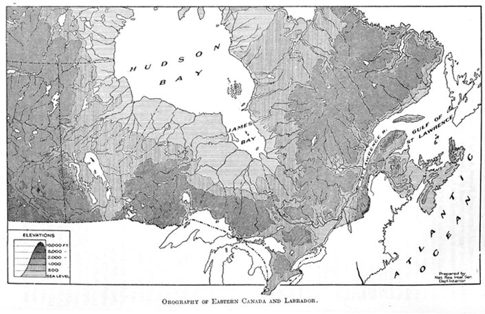 Orography of Eastern Canada and Labrador, 1927.
