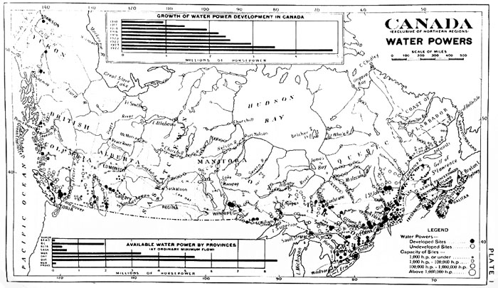 Growth of water power development in Canada, 1927