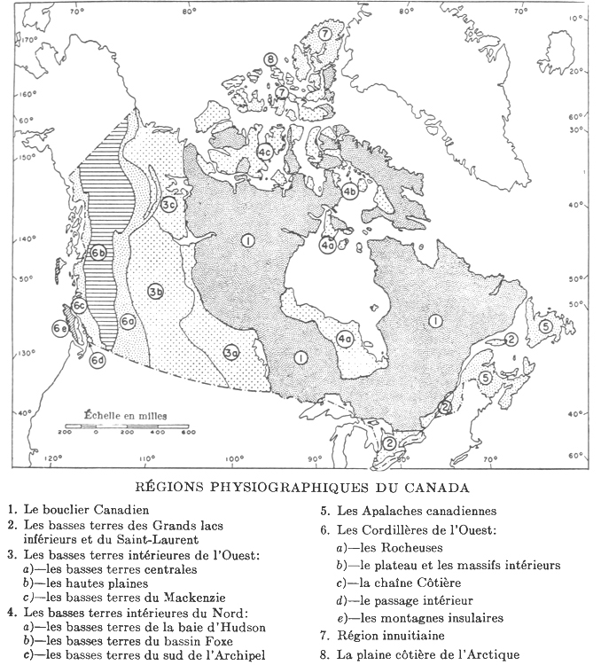 Régions physiographiques du Canada, 1957