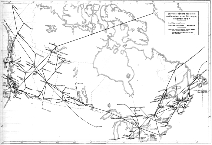 Services aériens réguliers au Canada et avec l'étranger, november 1957