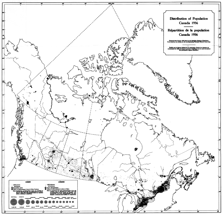 Répartition de la population du Canada, 1956