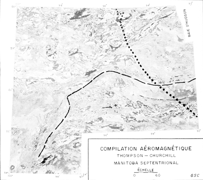 Compilation aéromagnétique, du Manitoba septentrional de Thompson et Churchill, 1967