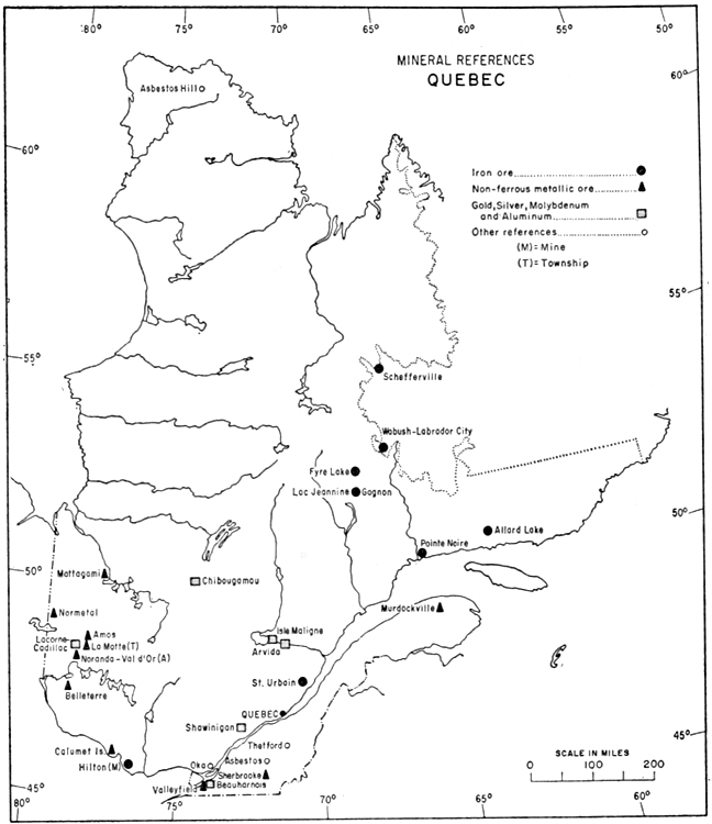 Mineral references in Quebec, 1967