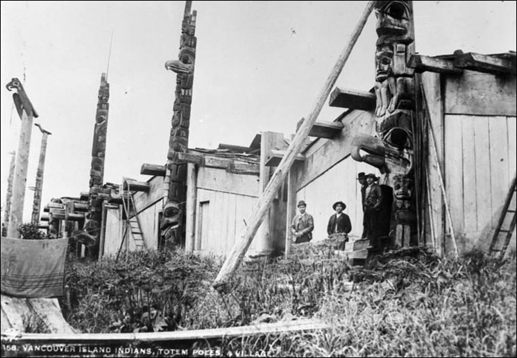 Vancouver Island Indians totem poles and village, 1960