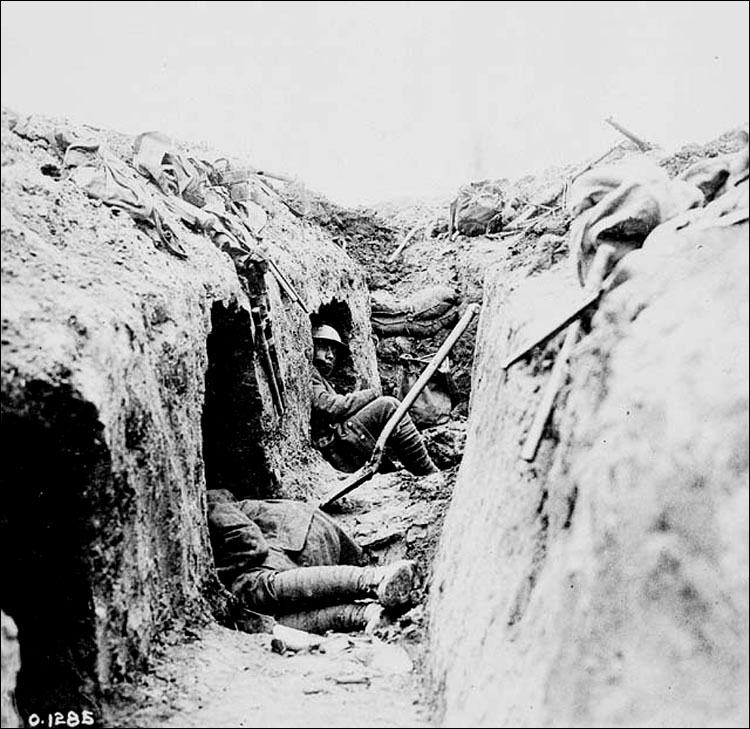 Trench on the Canadian Front with Funk-Holes, May 1917