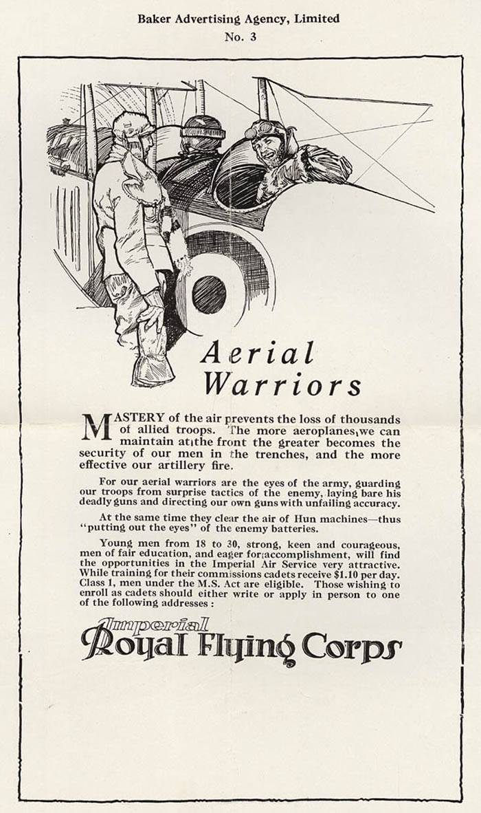 Recruitment poster for Aerial Warriors, 1917