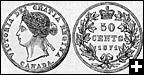 A Canadian fifty-cent piece  of 1871