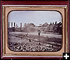 Daguerreotype view of the aftermath of a fire of the Molson family brewery in Montreal 