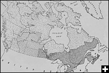 Le Canada en 1870, avec la nouvelle province du Manitoba, et les Territoires du Nord-Ouest, tels qu'alors organisés