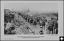 Survivors of the squadron of the Fort Garry Horse returning to the Canadian lines