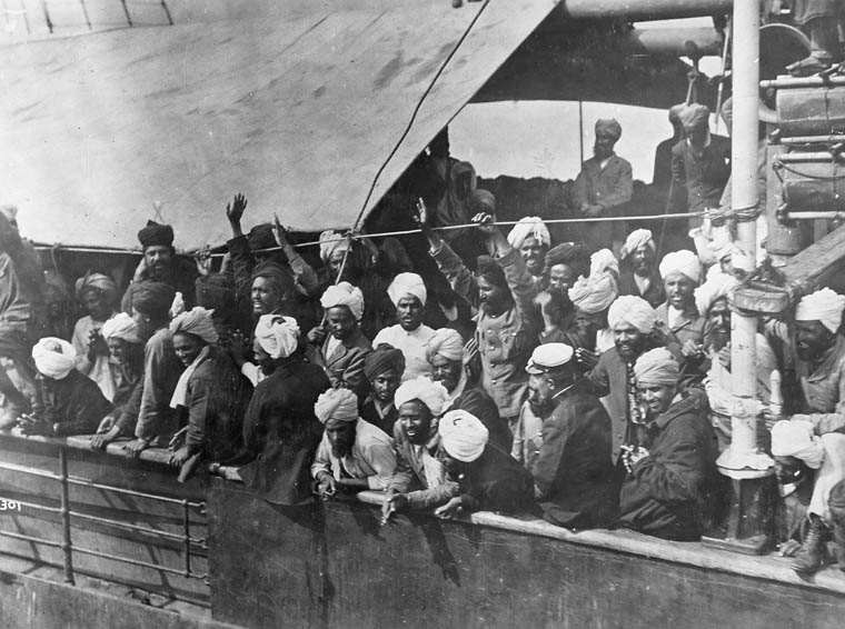 Indian immigrants on board the KOMAGATA MARU in English Bay, Vancouver, B.C, 1914