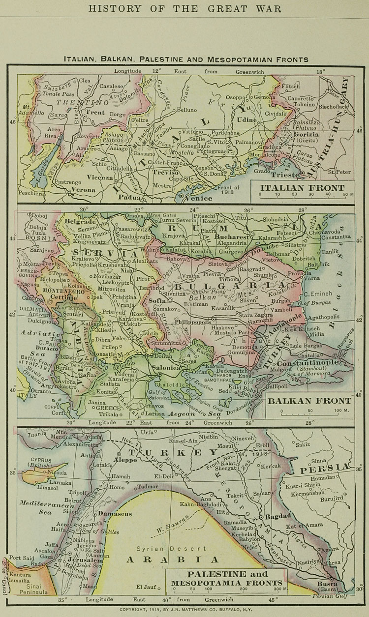 Map, Italian, Balkan, Palestine and Mesopotamian, Front 