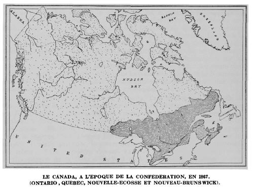Le Canada, à l'époque de la Confédération, en 1867 (Ontario, Québec, Nouvelle-Écosse et Nouveau-Brunswick)