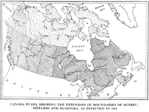Canada in 1914, showing the extension of boundaries of Quebec, Ontario and Manitoba, as effected in 1912 